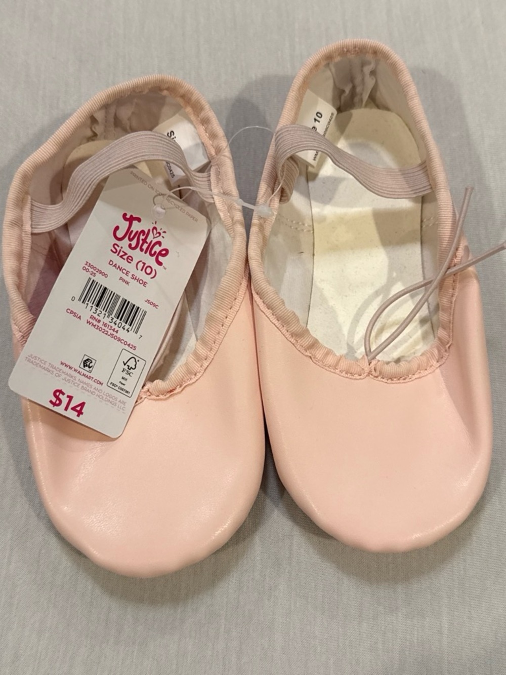 Justice Pink Ballet Flats with Elastic Strap